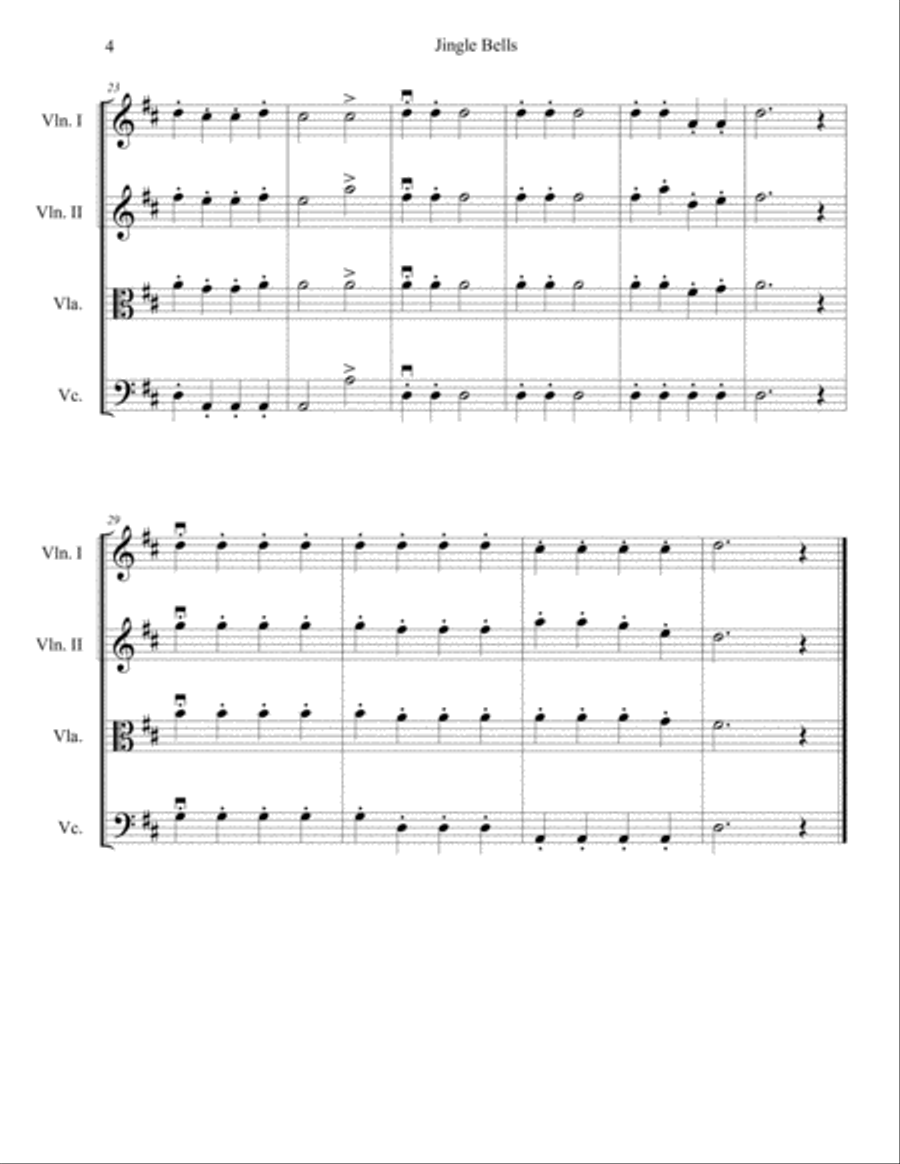Jingle Bells String Quartet scores gallery preview page 4