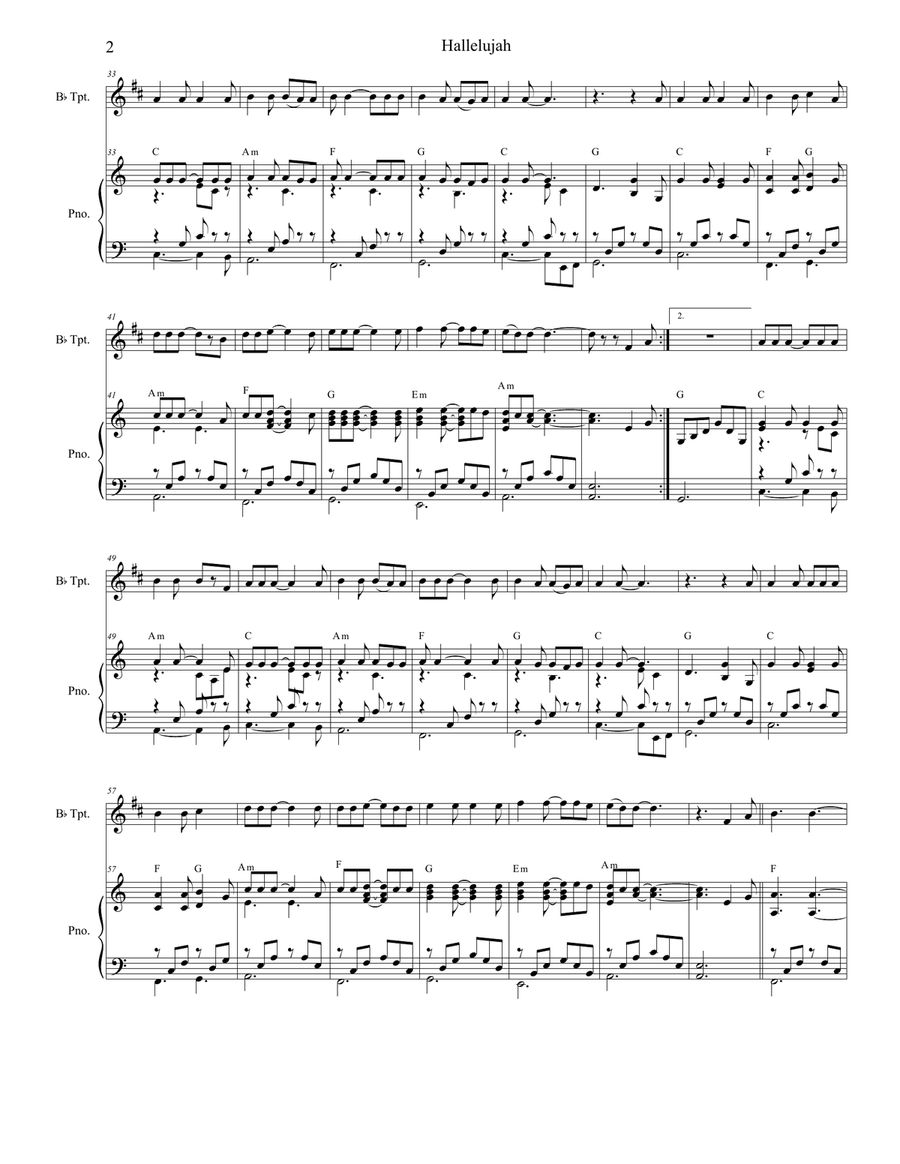 Hallelujah Trumpet Solo scores gallery preview page 2