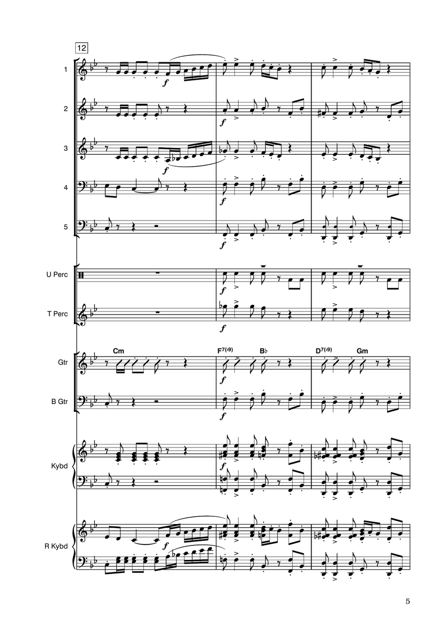 Toreador's Song - in G for flexible ensemble Bass Guitar scores gallery preview page 5