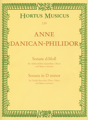 Book cover for Sonate for Treble Recorder (Flute, Oboe) and Basso continuo d minor