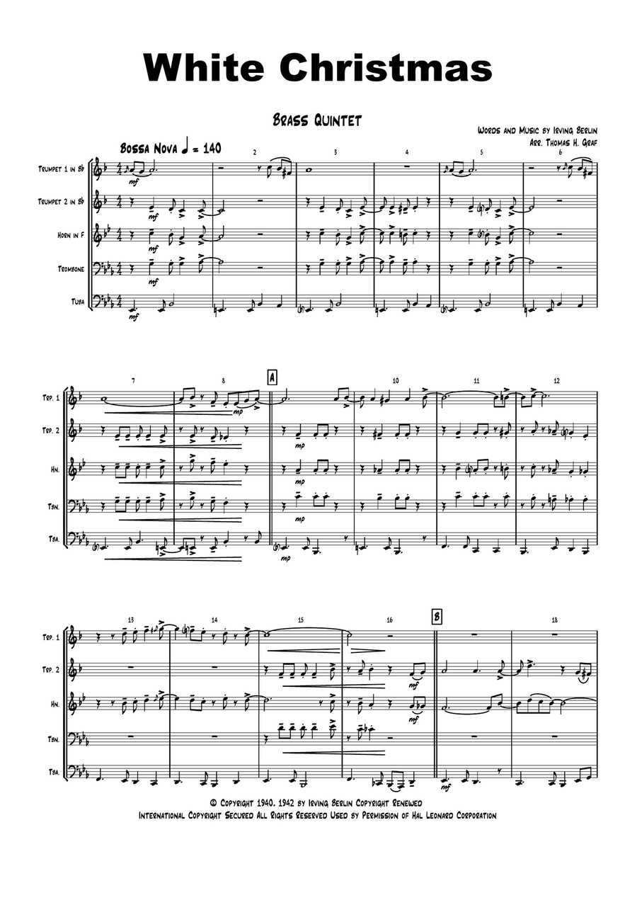 White Christmas Brass Ensemble scores gallery preview page 1
