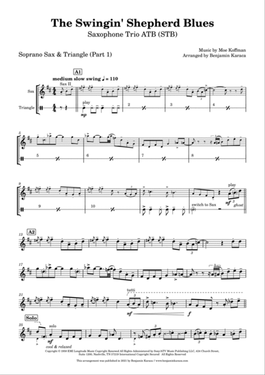 The Swingin' Shepherd Blues Woodwind Trio scores gallery preview page 3
