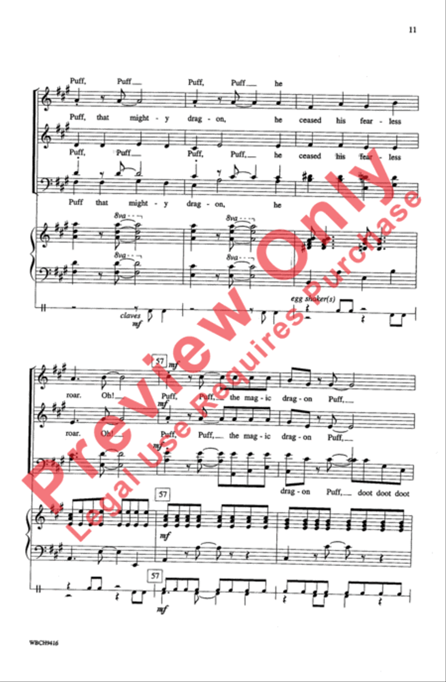 Puff (The Magic Dragon) Puff (The Magic Dragon) 4-Part scores gallery preview page 11