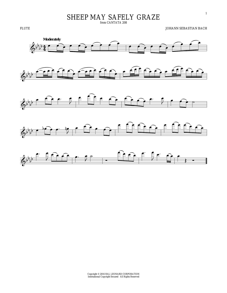 Sheep May Safely Graze Sheep May Safely Graze Flute Solo scores gallery preview page 1