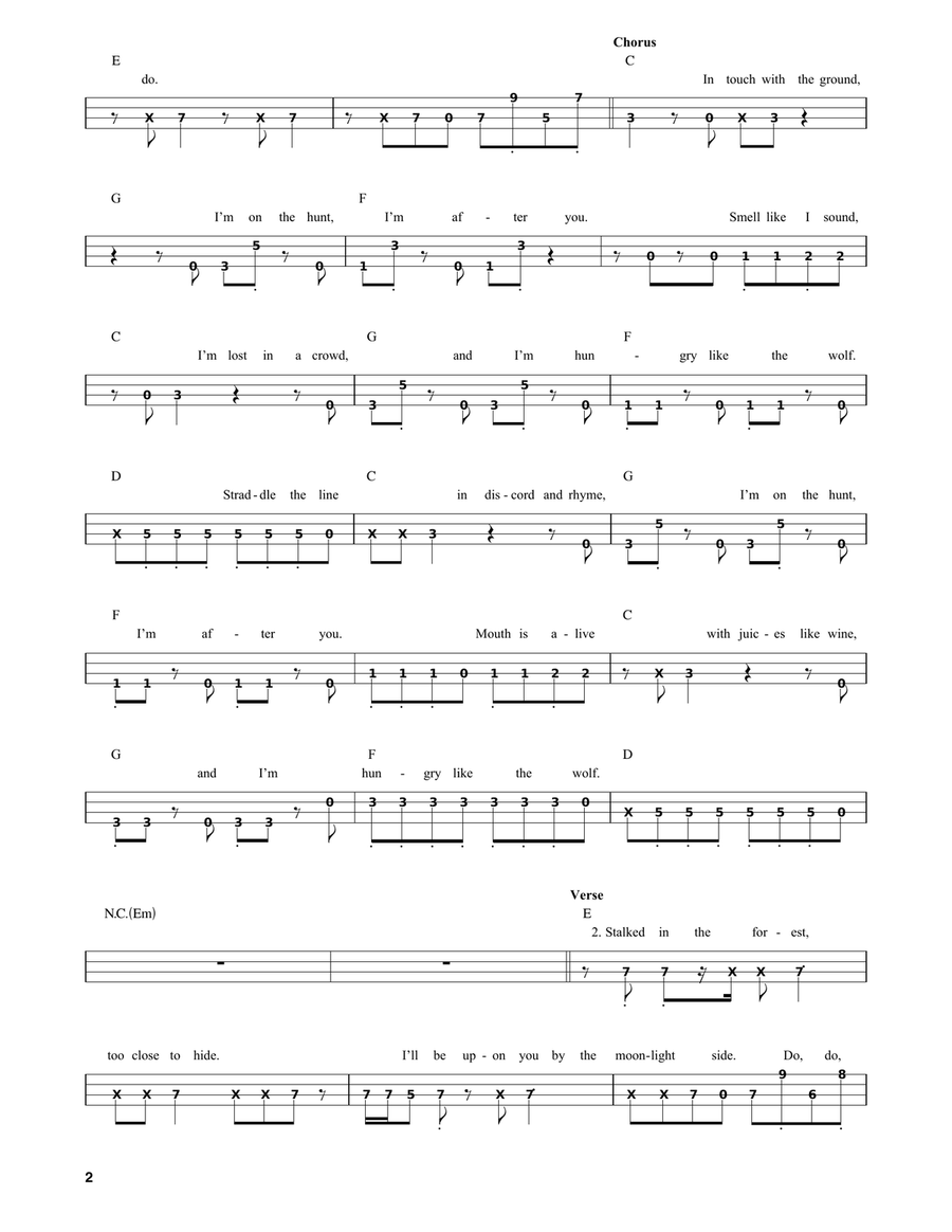 Hungry Like The Wolf Hungry Like The Wolf Bass Guitar scores gallery preview page 2