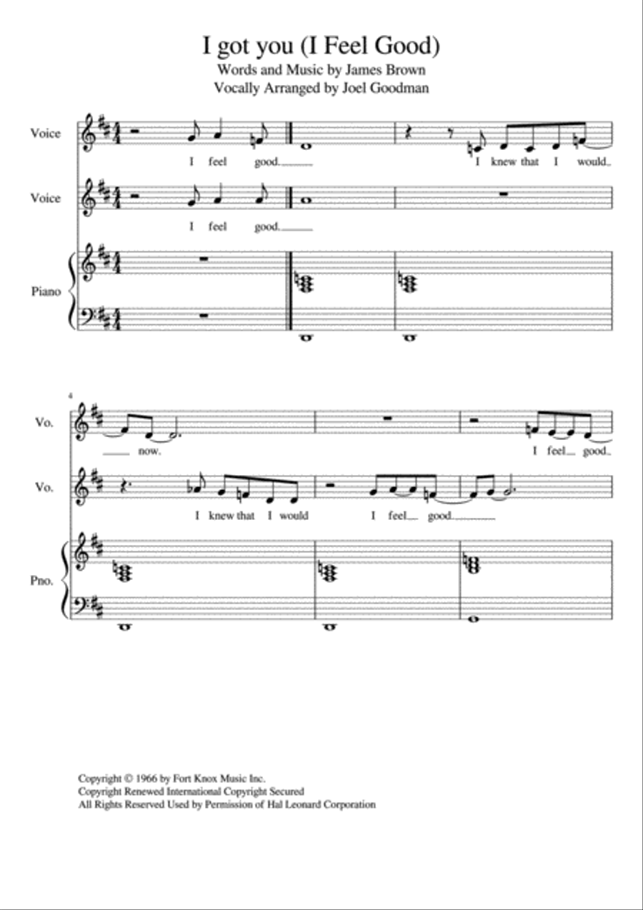 I Got You (I Feel Good) Vocal Duet scores gallery preview page 1
