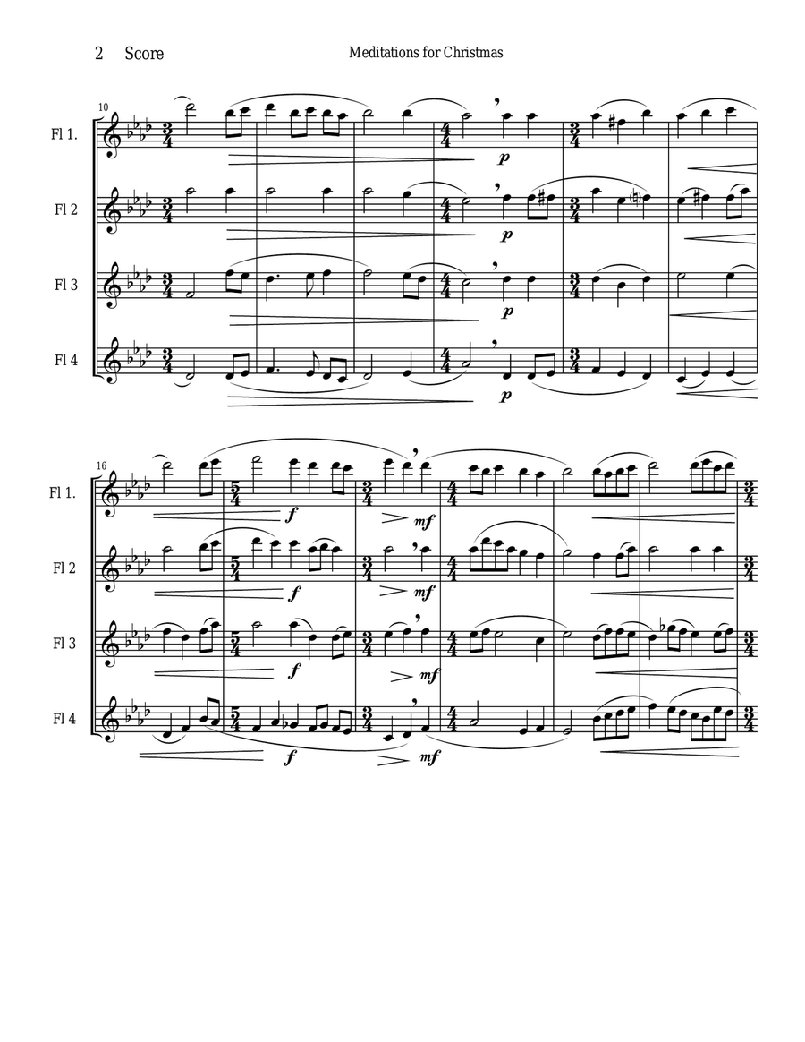 Meditations for Christmas, Russian Chant for Flute Quartet Flute Quartet scores gallery preview page 2
