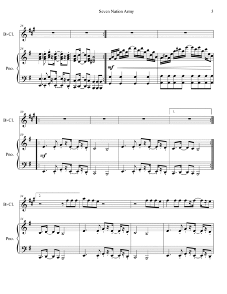 Seven Nation Army Seven Nation Army B-Flat Clarinet scores gallery preview page 4