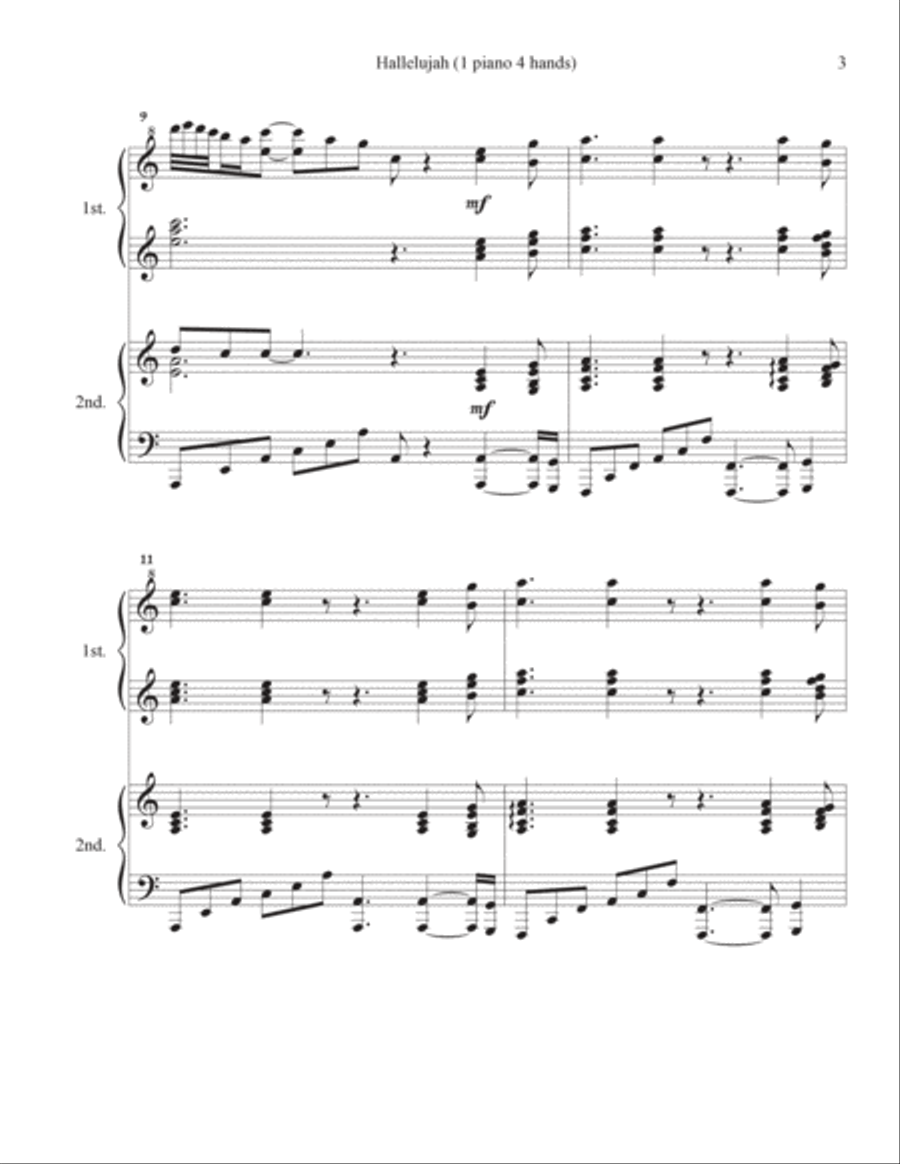 Hallelujah Hallelujah 1 Piano, 4-Hands scores gallery preview page 5