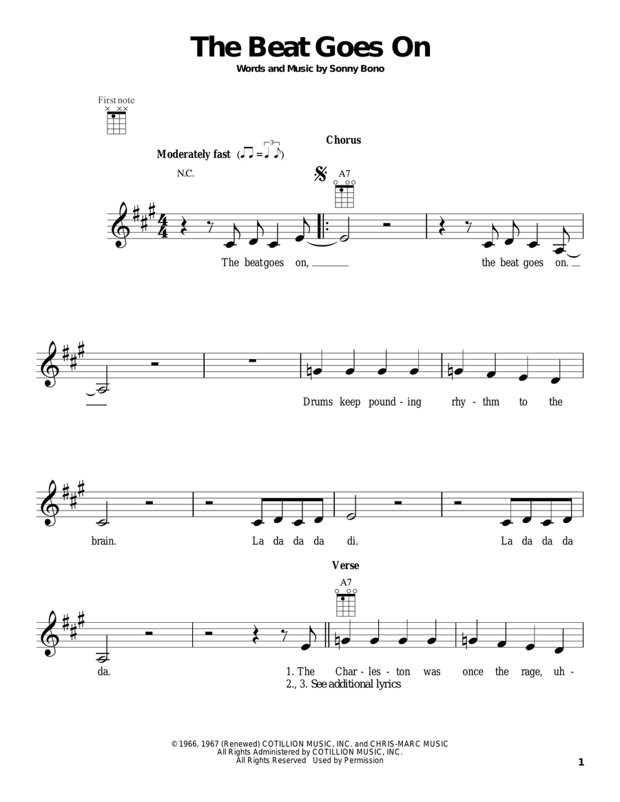 The Beat Goes On Ukulele scores gallery preview page 1