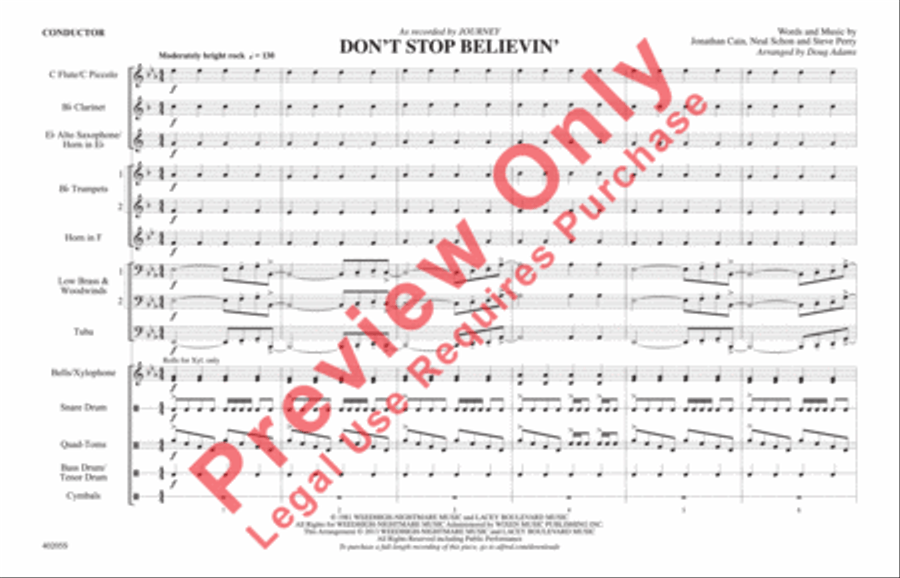 Don't Stop Believin' Marching Band scores gallery preview page 2