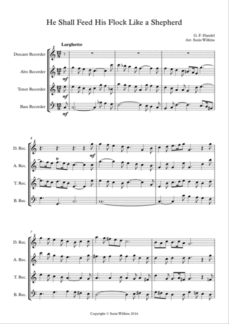He Shall Feed his Flock from Handel's Messiah Woodwind Quartet scores gallery preview page 6