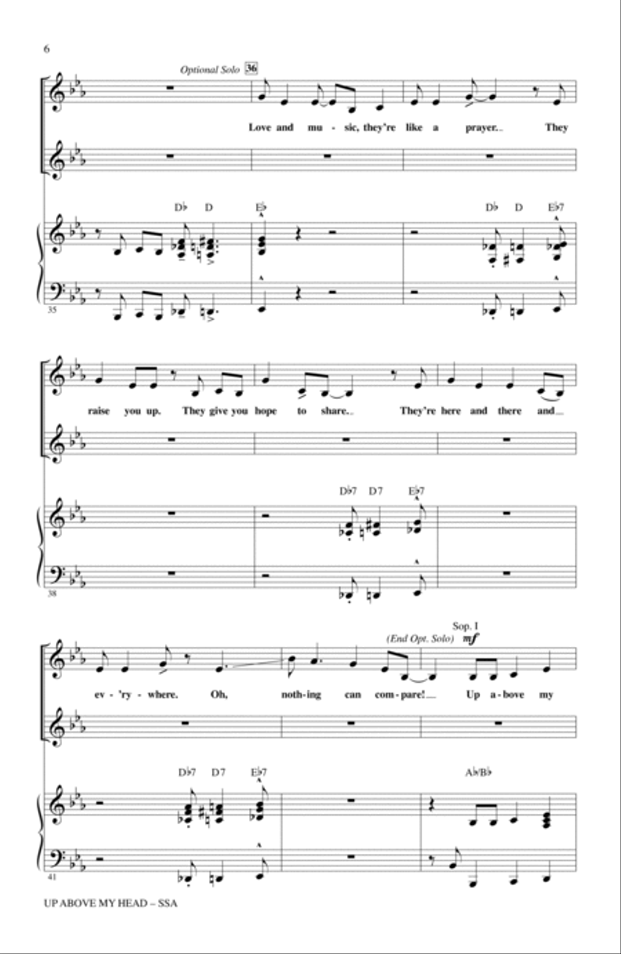 Up Above My Head (There's Music In The Air) SSA scores gallery preview page 5