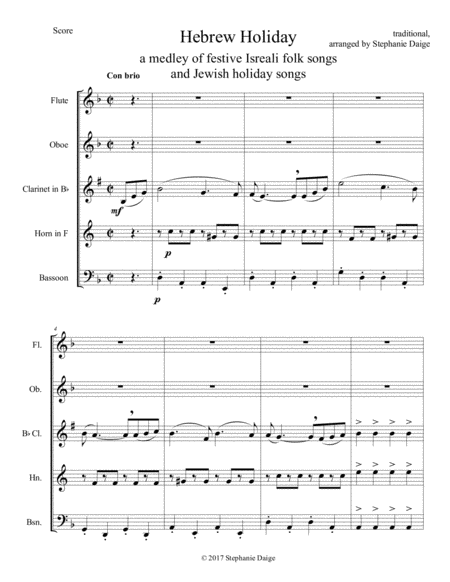 Hebrew Holiday for Wind Quintet image number null