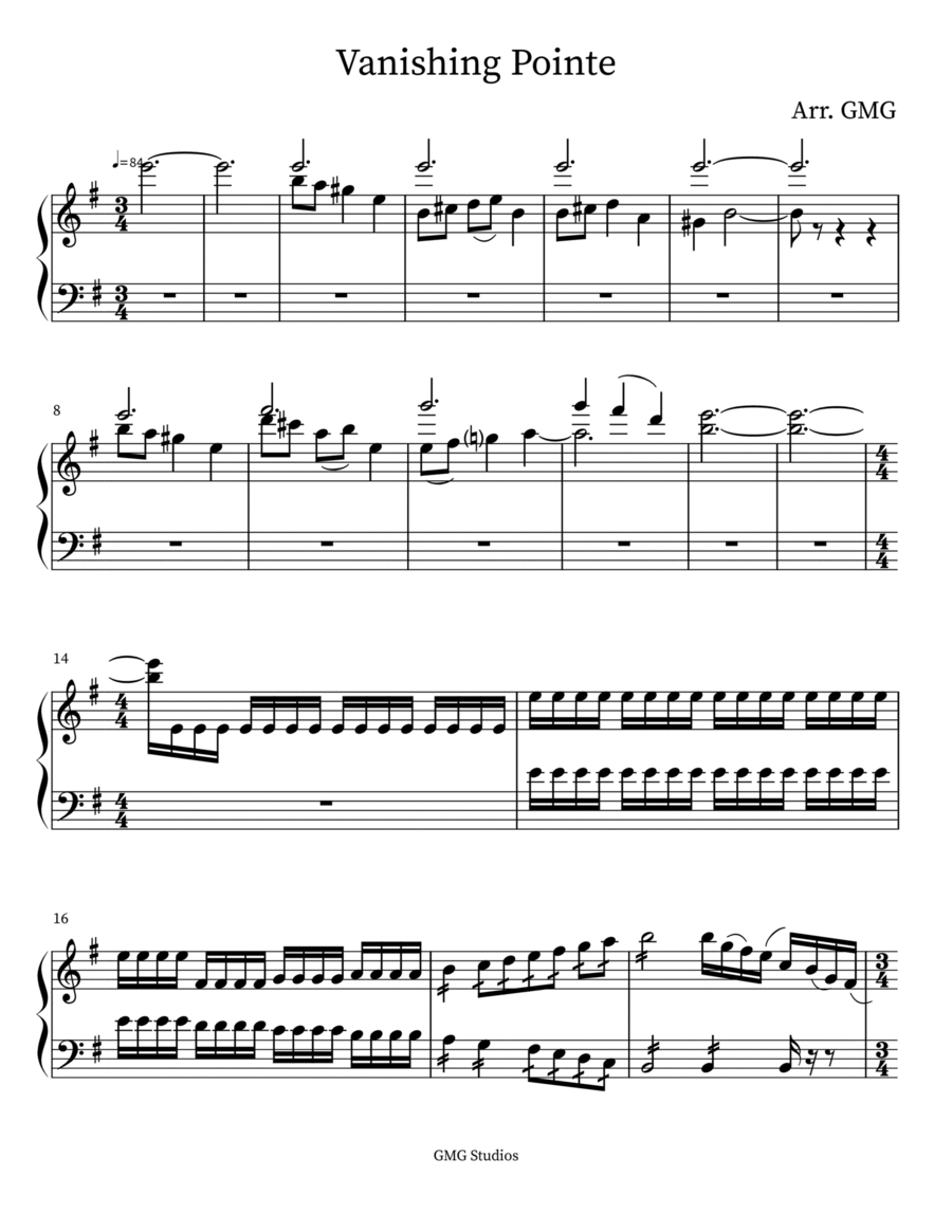 Vanishing Pointe Piano scores gallery preview page 1