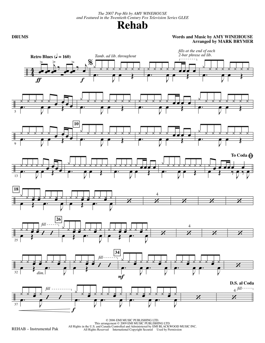 Rehab - Drums Rehab - Drums Choir scores gallery preview page 1
