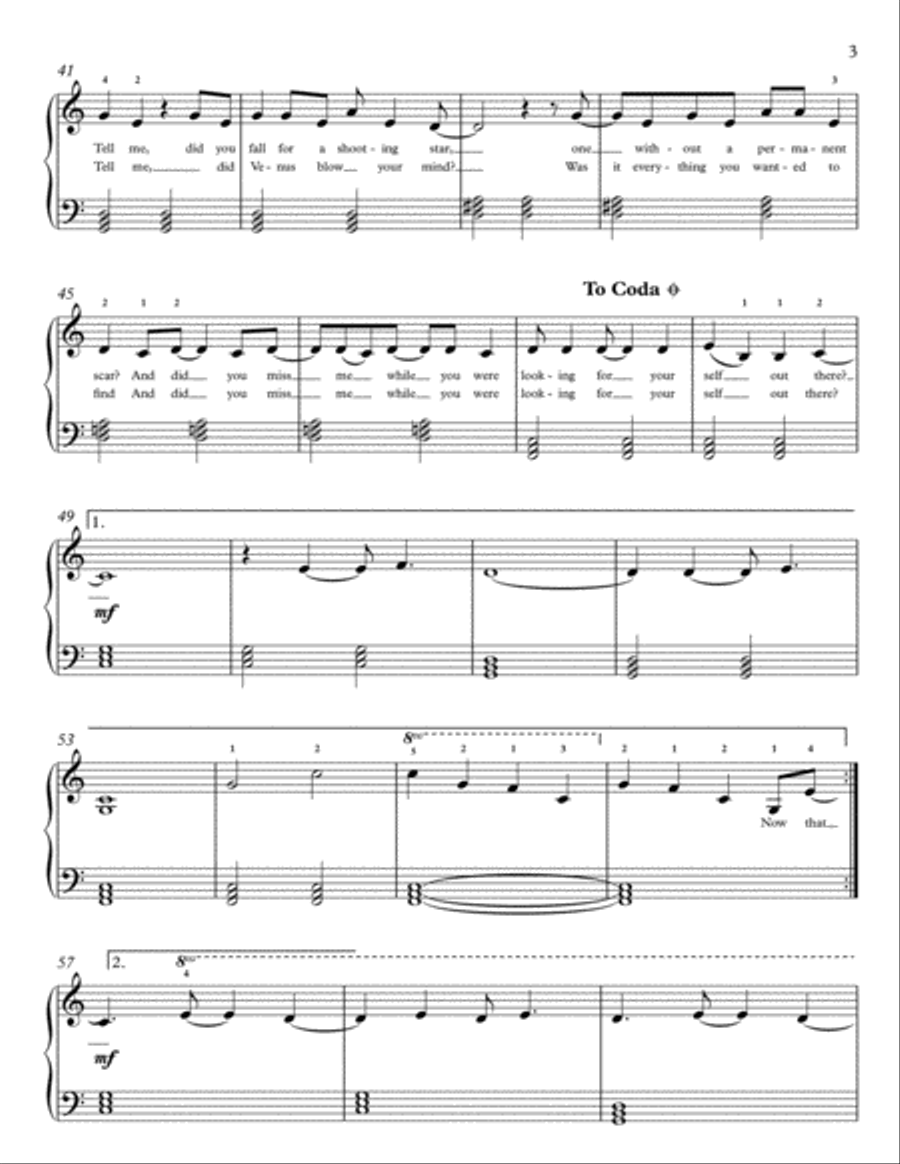 Drops Of Jupiter (Tell Me) Easy Piano scores gallery preview page 3