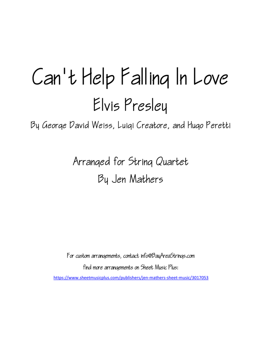 Can't Help Falling In Love String Quartet scores gallery preview page 1