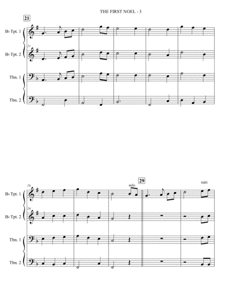 The First Noel - 2 Trumpet & 2 Trombone (Brass Quartet) image number null