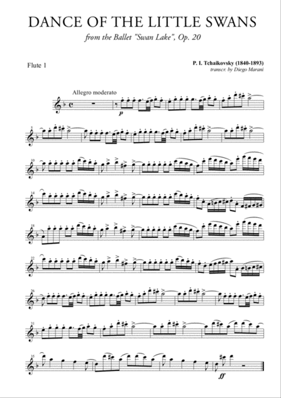 Dance of the Little Swans for Flute Quartet Flute Quartet scores gallery preview page 1