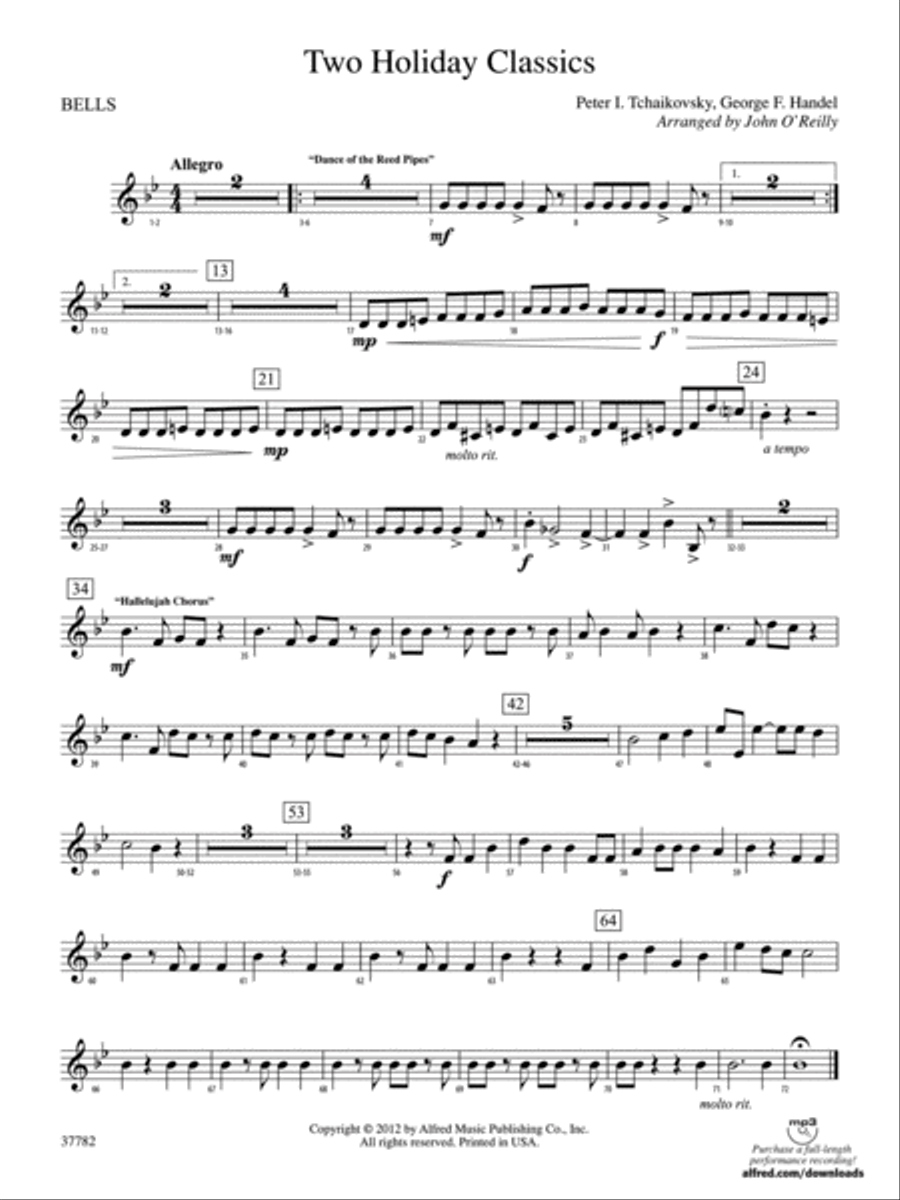 Two Holiday Classics: Bells Concert Band scores gallery preview page 1