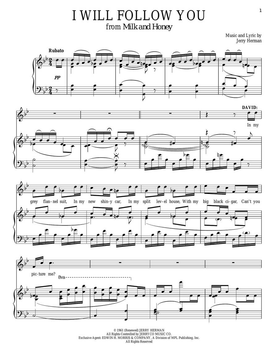I Will Follow You Piano, Vocal scores gallery preview page 1
