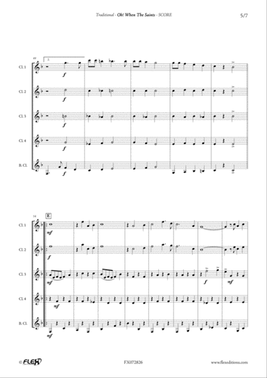 Oh! When The Saints Clarinet Quintet scores gallery preview page 5