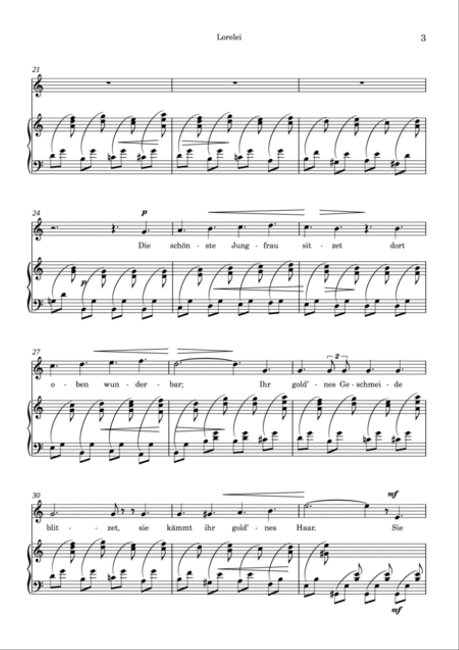 Clara Schumann: Lorelei (A Minor) Soprano Voice scores gallery preview page 3