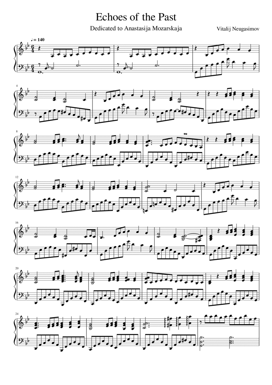 Echoes of the Past Piano Solo scores gallery preview page 1