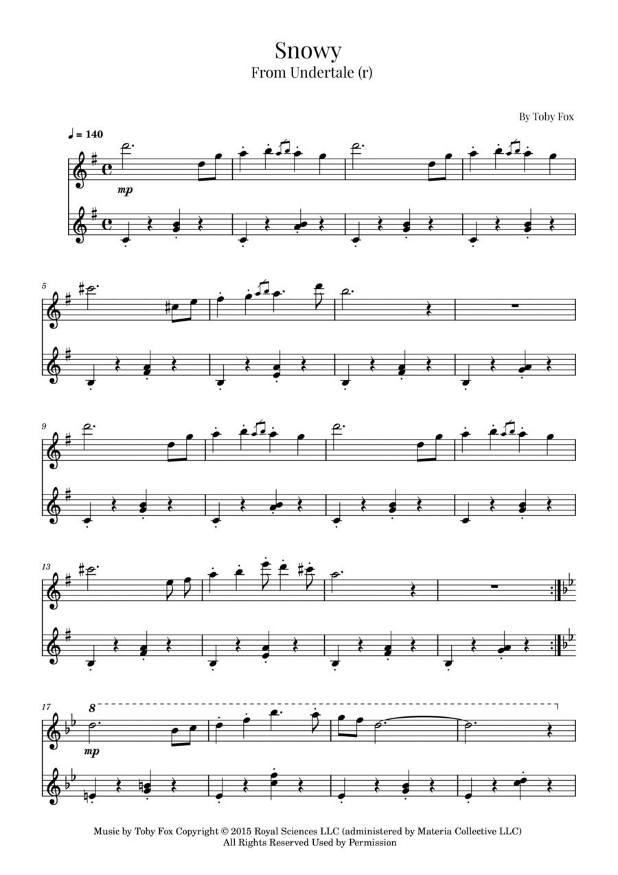 Snowy Easy Piano scores gallery preview page 1