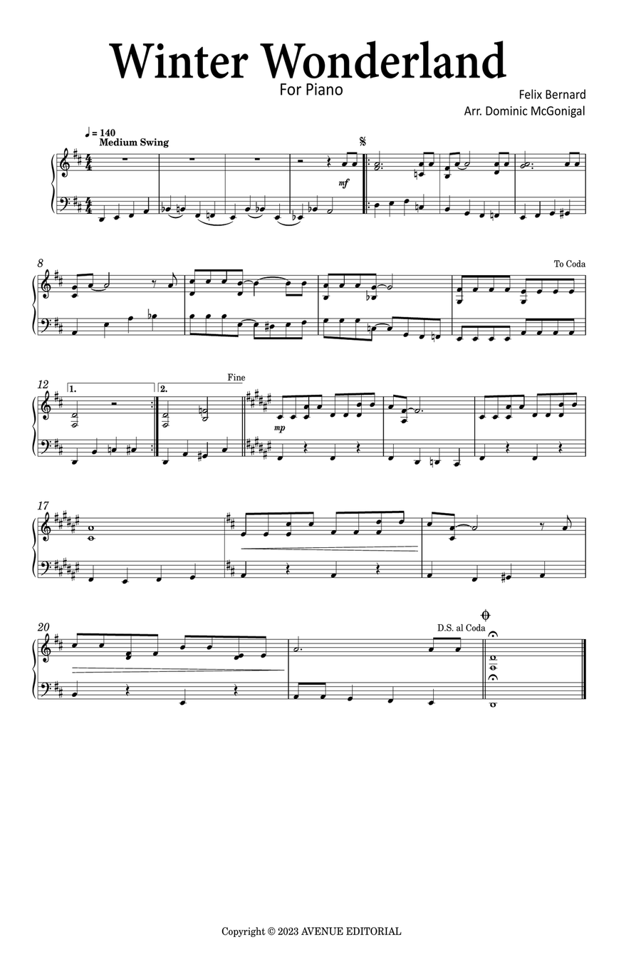 Winter Wonderland Winter Wonderland Easy Piano scores gallery preview page 1