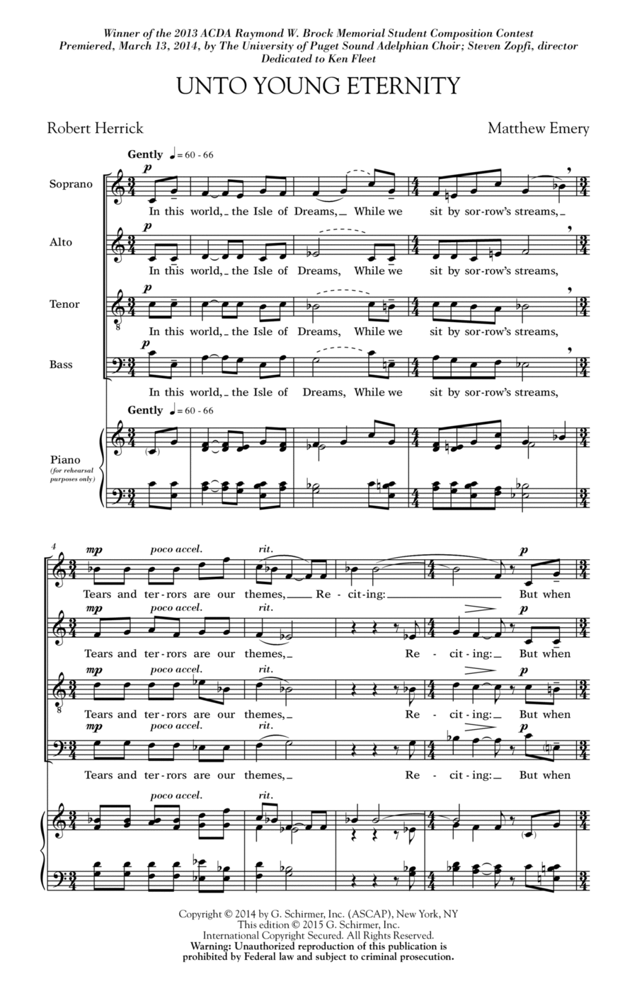 Unto Young Eternity 4-Part scores gallery preview page 1