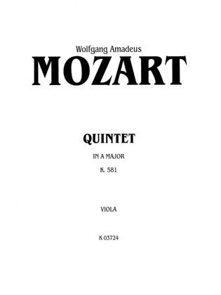 Book cover for Quintet, K. 581: Viola