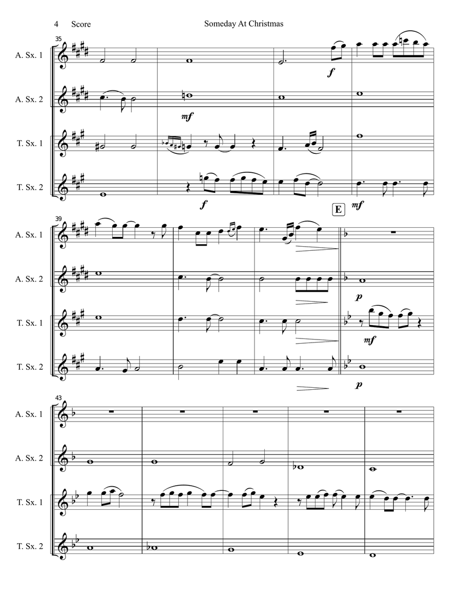 Someday At Christmas Saxophone Quartet scores gallery preview page 5