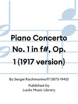 Book cover for Piano Concerto No. 1 in f#, Op. 1 (1917 version)