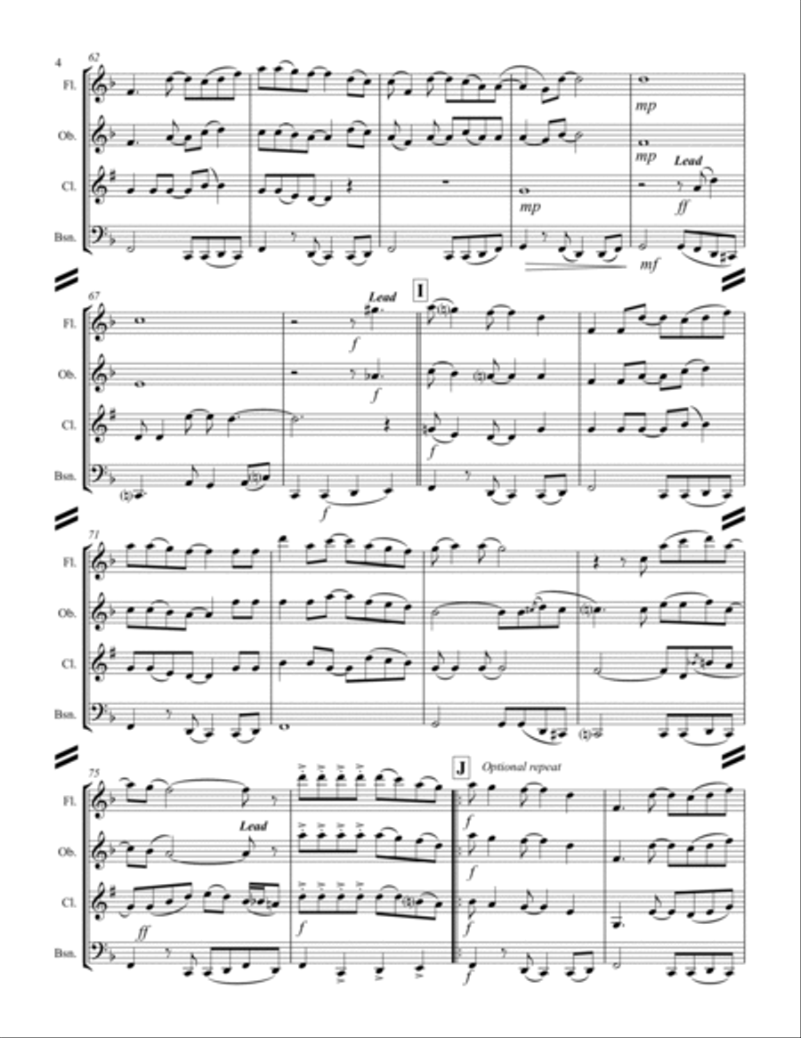 Friends In Low Places Woodwind Quartet scores gallery preview page 5