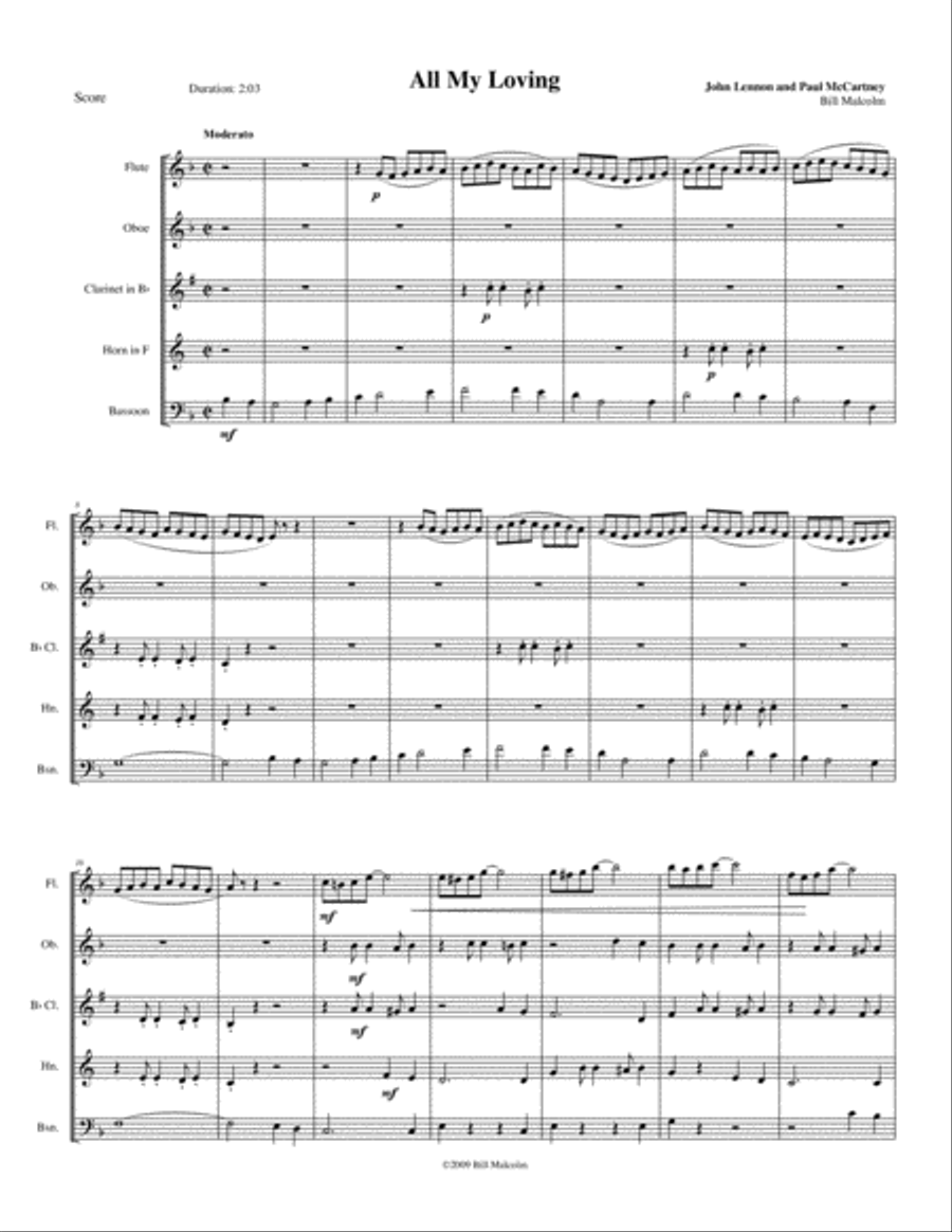 All My Loving Woodwind Quintet scores gallery preview page 1