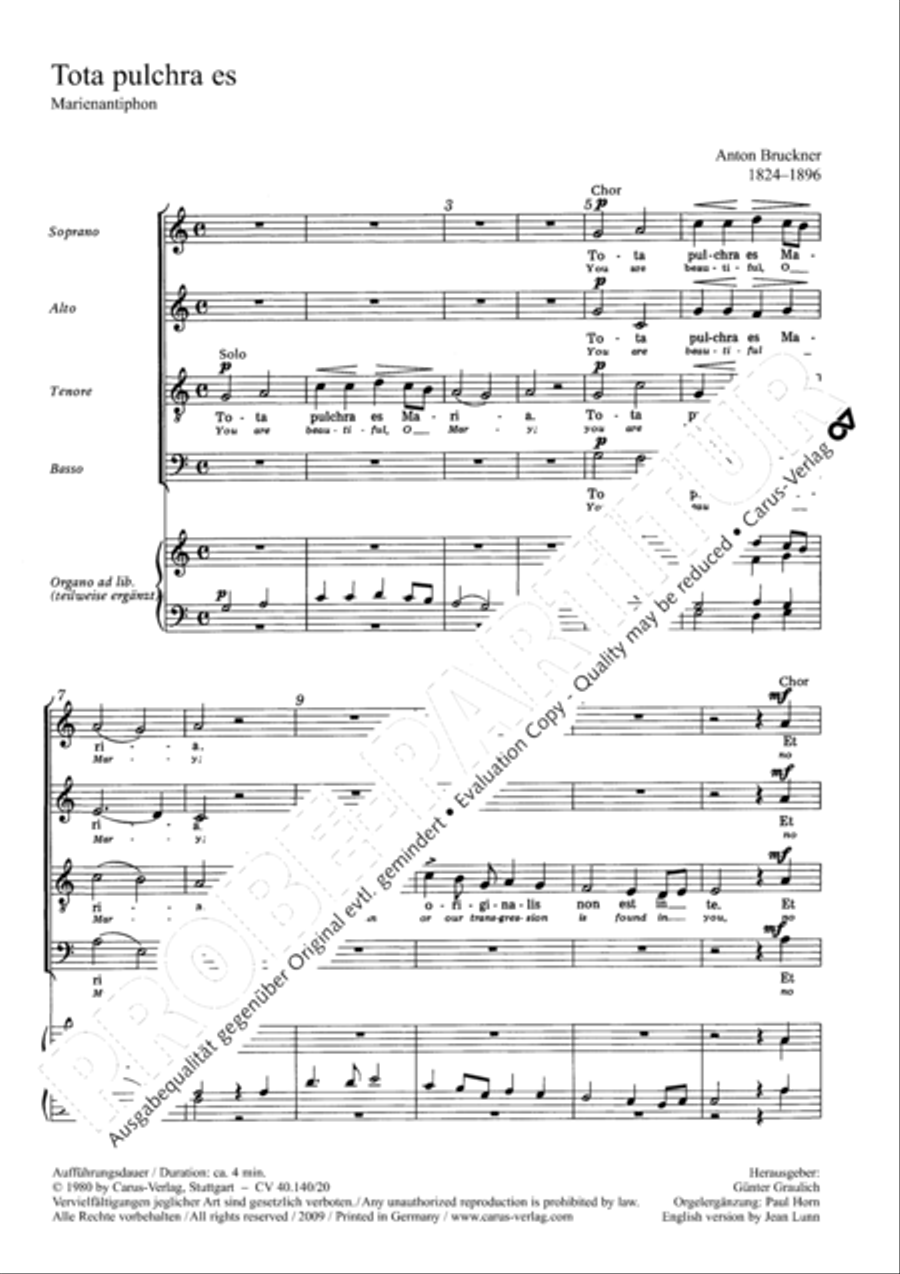 Bruckner: Tota pulchra es; Pange lingua Score scores gallery preview page 2