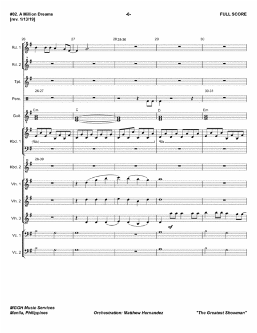 A Million Dreams Piano, Vocal, Guitar scores gallery preview page 6