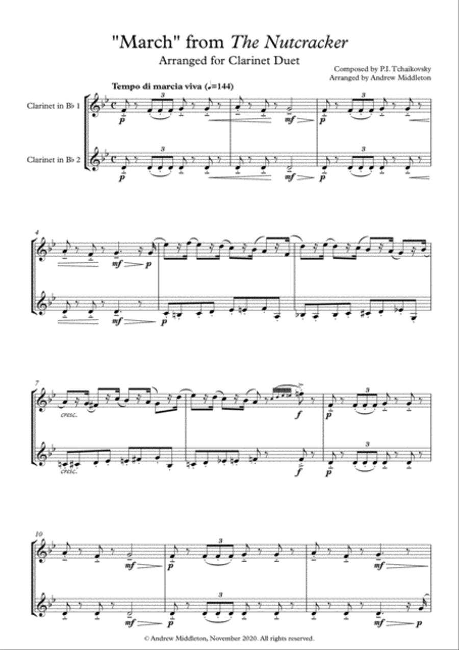 March from The Nutcracker arranged for Clarinet Duet Clarinet Duet scores gallery preview page 3