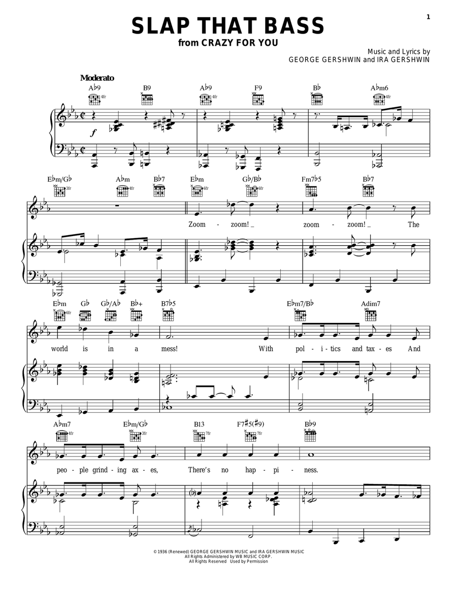 Slap That Bass Piano, Vocal, Guitar scores gallery preview page 1