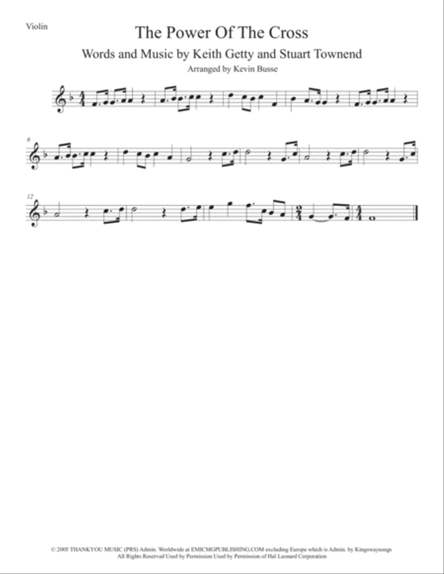 The Power Of The Cross (Oh To See The Dawn) Violin Solo scores gallery preview page 1