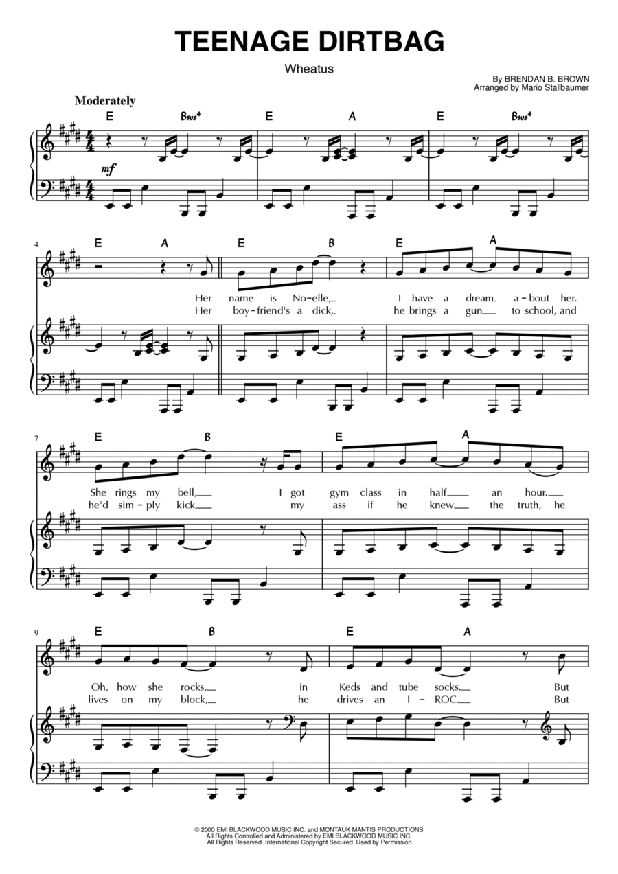 Teenage Dirtbag Voice scores gallery preview page 1