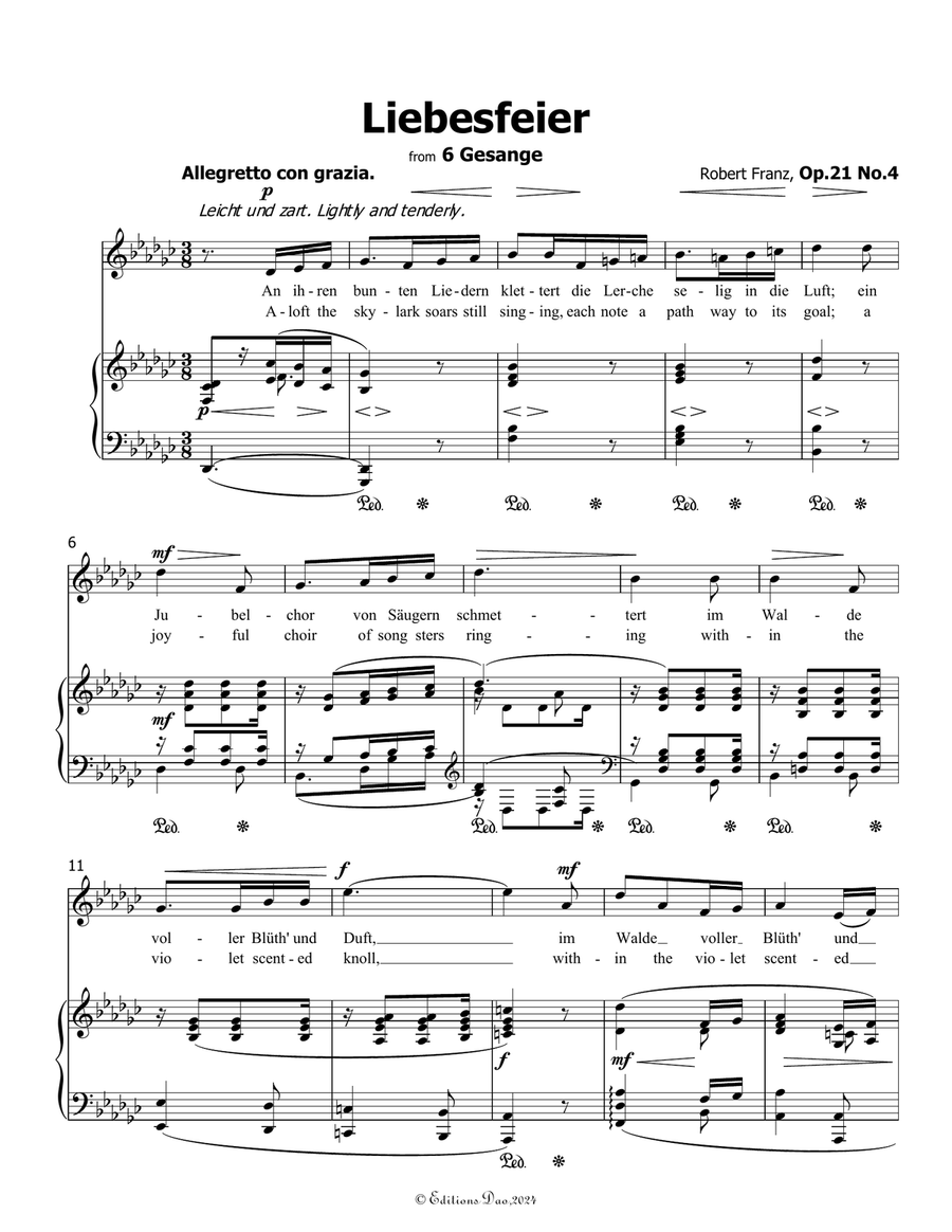 Liebesfeier, by Robert Franz, in G flat Major Voice scores gallery preview page 3