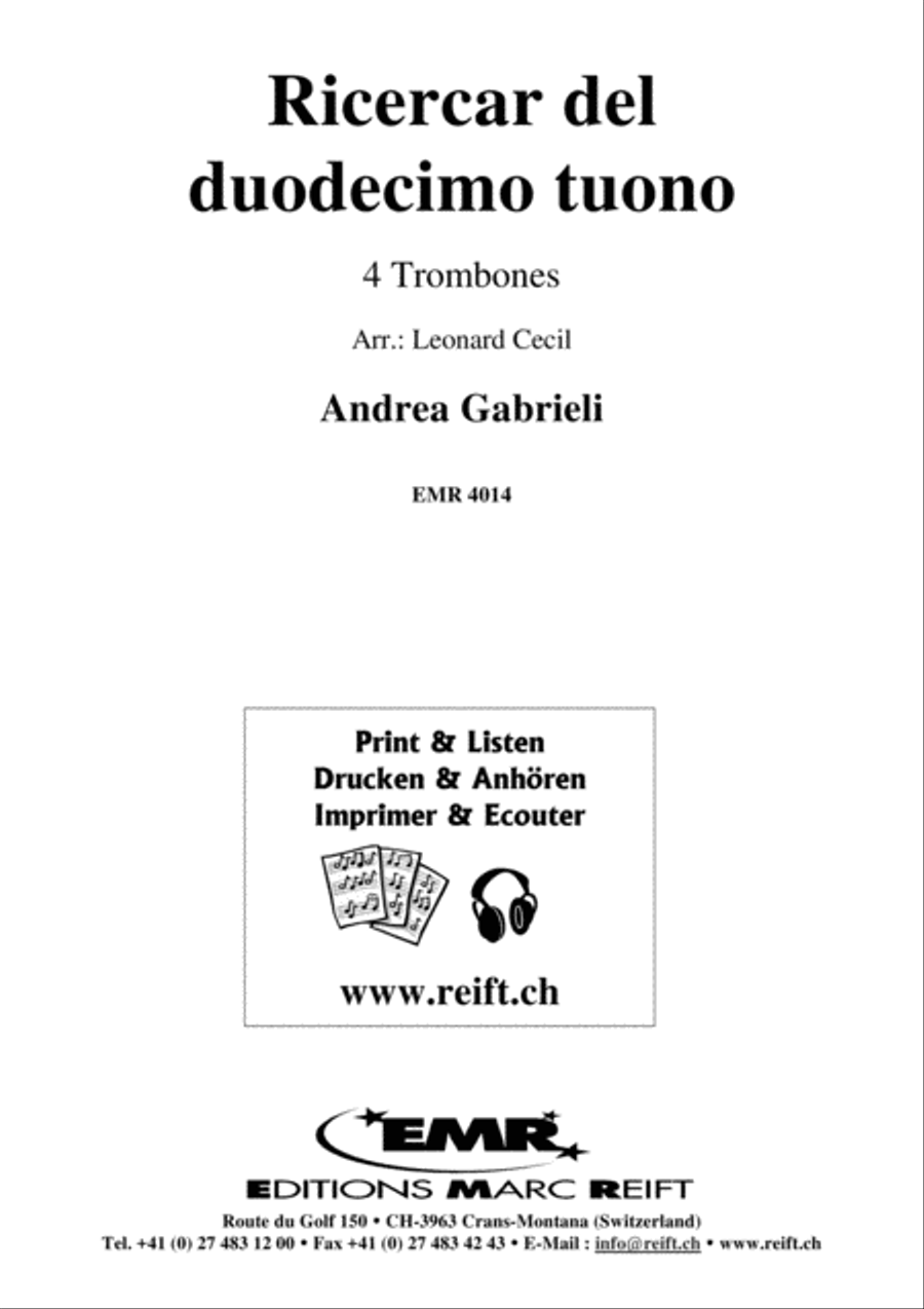 Ricercar del duodecimo tuono Trombone Quartet scores gallery preview page 2