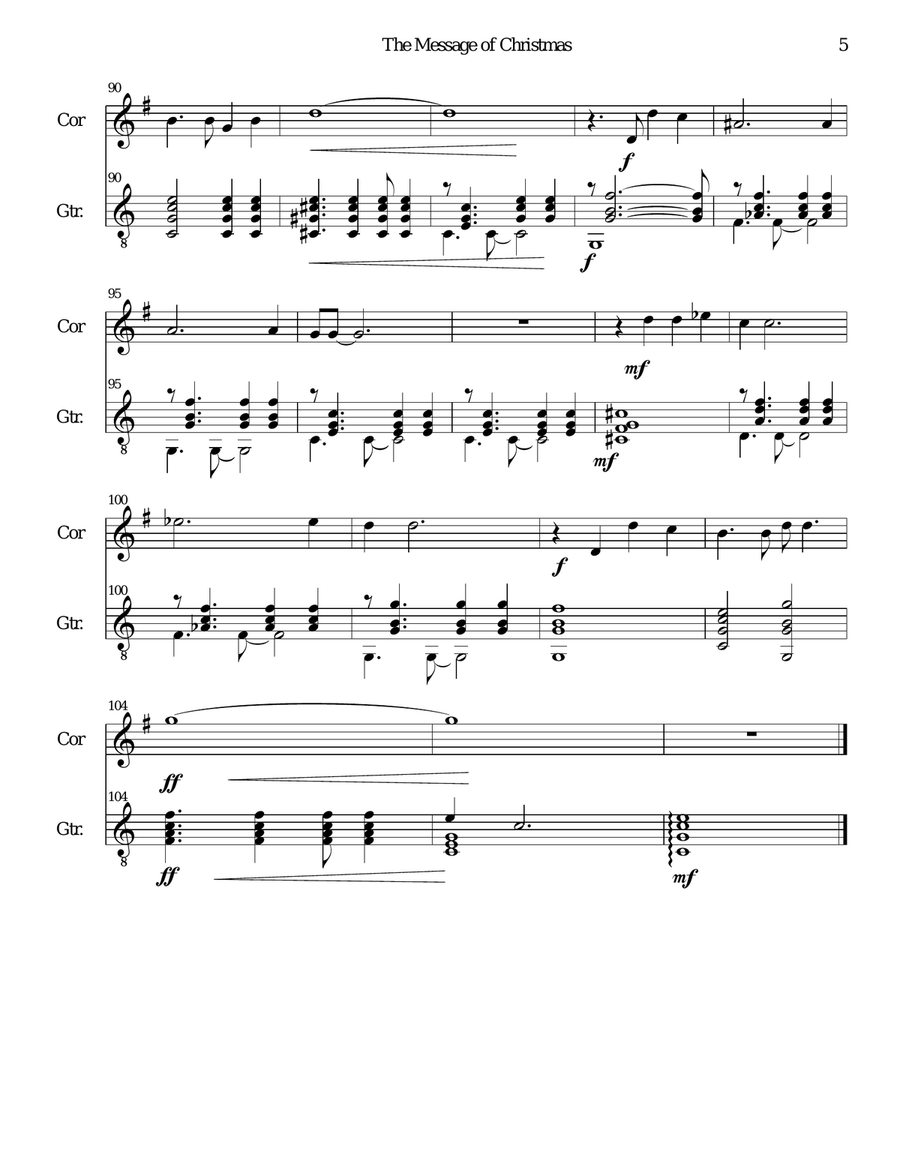 The Message of Christmas for cor anglais and guitar English Horn scores gallery preview page 5