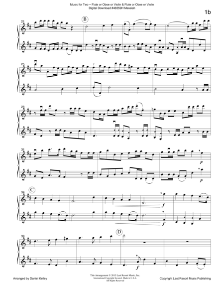 Handel's Messiah - Duet - for Flute or Oboe or Violin & Flute or Oboe or Violin - Music for Two
