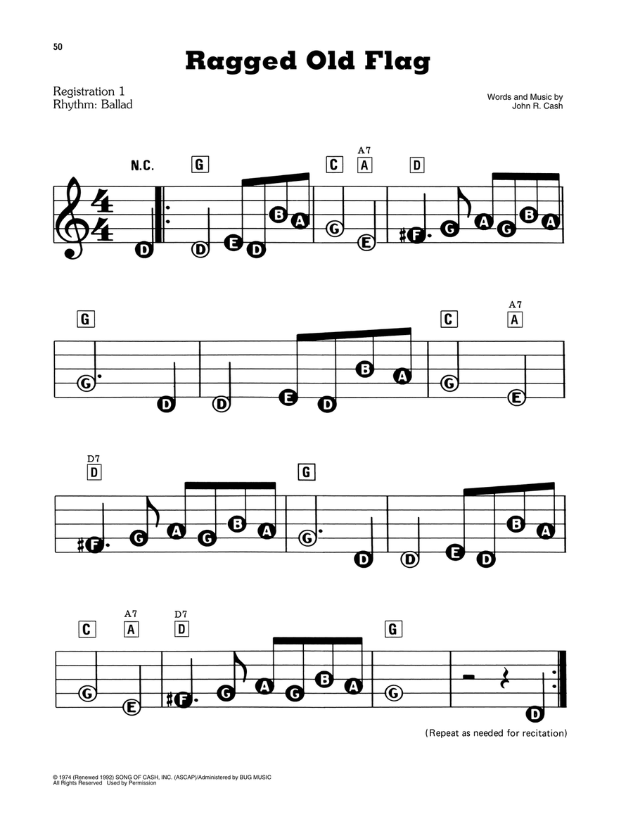 Ragged Old Flag Electronic Keyboard scores gallery preview page 1