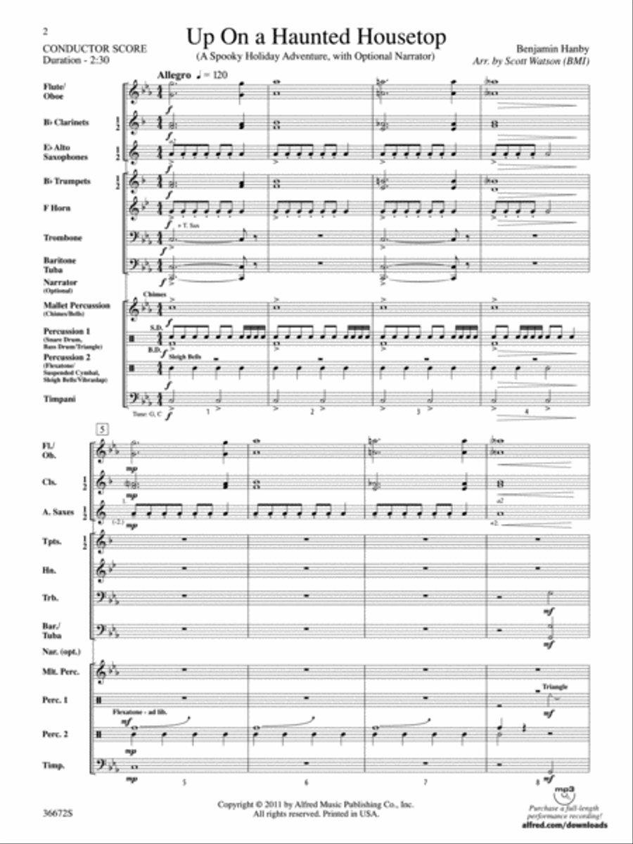 Up on a Haunted Housetop Concert Band scores gallery preview page 2