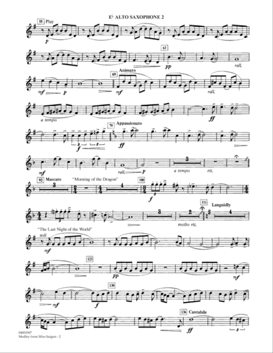 Medley from Miss Saigon (arr. Warren Barker) - Eb Alto Saxophone 2 Concert Band scores gallery preview page 2
